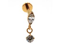 Labret Titanio PVD Oro Interno Sterile Rotondo Ciondolo Strass Bianco | Itc