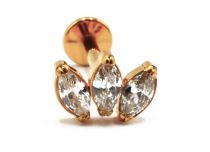 Labret Titane PVD oro filo interno modello sterile Marquise 3 Strass | Itc