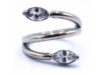 Anello a cerniera in titanio con design a serpente di strass bianchi | Itc