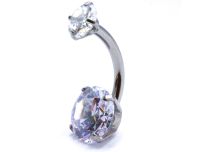 Banana navale a sfera interna in titanio 5 / 8 mm con doppio strass Set Gri