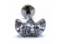 Labret Titane Interne Stérile motif Marquise 3 Strass Ressererés | Itc