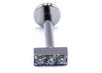 Labret Titane Interne Stérile motif Barre 3 Strass | Itc