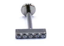 Labret Titane Interne Stérile motif Barre 5 Strass | Itc