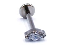Labret Titane Interne Stérile motif Ovale Strass Blanc | Itc