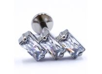 Labret Titane Interne Stérile motif Rectangle Strass Blanc | Itc