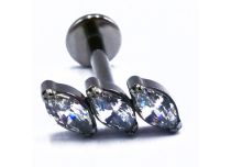 Labret Titane Interne Stérile motif Marquise 3 Marquise à Strass Blanc Penché |