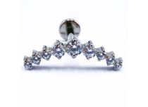 Labret Titanio Interno Sterile modello Corona di 9 Strass Bianco | Itc