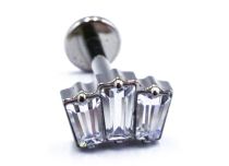 Labret Titane Stérile motif Rectangle 3 Strass Blanc | Itc