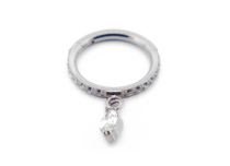 Anello a cerniera in titanio con ciondolo in strass bianco e strass bianco