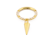 Anello con cerniera in titanio PVD oro con strass e ciondolo a punta | Itc