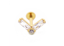 Labret Titanio PVD Oro Interno Sterile Doppio Rettangolo Strass Bianco | I