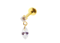 Labret Titanio PVD Oro Interno Sterile Strass e Ciondolo Ovale | Itc