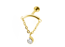 Cassa interna sterile in titanio PVD ORO con barra di catena ricurva in strass.