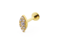 Labret Titanio PVD Oro Interno Sterile Ovale Strass Design | Itc