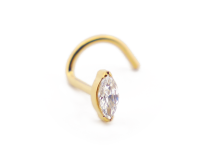 Naso a borchia Titanio PVD Oro Interno Sterile Ovale con Strass | Itc