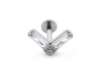 Labret Titane Interne Stérile motif Double Rectangle à Strass | Itc