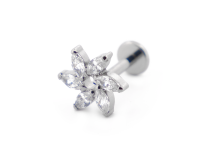 Labret Titane Interne Stérile motif Fleur 6 Strass | Itc