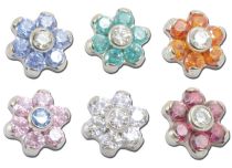 Disco in titanio a vite interna Strass colorati a forma di fiore | Itc
