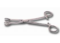 Pinza in acciaio inox, rotonda, aperta 7,5 x 12,5 mm, lunga 18 cm