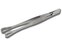Pinzetta in acciaio inox, triangolo aperto (5 x 10 mm), lunghezza 14,5 cm con morsetto
