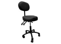 Sgabello regolabile nero con schienale e base in alluminio