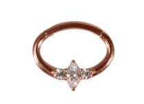 Anello in acciaio Oro Rosa Cerniera Setto Strass Bianco |  ITC