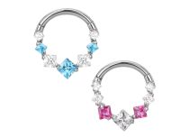 Anello a cerniera quadrato in titanio bicolore bianco