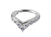 Set di cerniere in acciaio argentato con strass bianchi