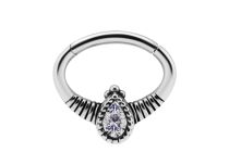 Anello a cerniera in acciaio argentato Set per setto nasale a righe con strass |  ITC