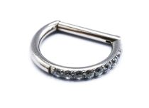 Anello a cerniera in acciaio con motivo a mezza luna in strass | Itc
