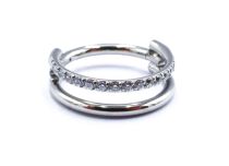 Anello a cerniera in acciaio Doppio anello Singolo Strass | Itc