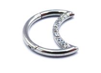 Strass Mezzaluna Anello Cerniera Acciaio | Itc