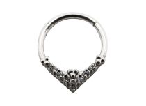 Anello a cerniera in acciaio con strass a rombo |  ITC