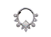 Anello cerniera in acciaio multi strass quadrato bianco opale | Itc