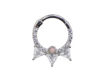 Anello a cerniera in acciaio con motivo multi strass a tre triangoli | Itc