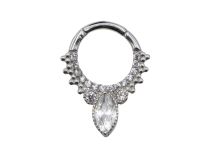 Anello a cerniera in acciaio a goccia bianco multi strass | Itc