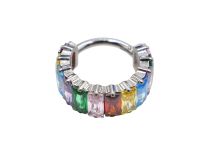 Anello in titanio con cerniera e motivo multi strass