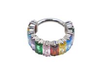 Anello a cerniera in titanio con motivo di strass arcobaleno |  ITC