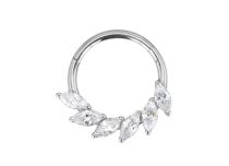 Anello a cerniera in titanio con strass bianchi marquise