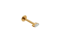 Labret Titanio PVD Oro Interno Sterile Ovale Strass Opale Sintetico Bianco