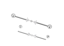 barbell industriel titane noeud papillon strass blanc