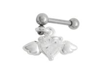 Ciondolo Tragus speciale in acciaio Barbell Cuore alato in cristallo bianco |  ITC