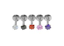 Labret Acier Interne Cristal Griffé Carré Coloré 3 mm |  ITC