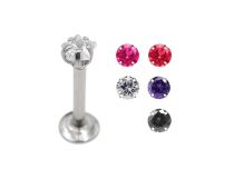Labret Acier Interne Cristal Griffé Étoile Coloré 3 mm |  ITC