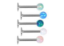 Labret in acciaio opalino sintetico, sfera 3 mm  iTC