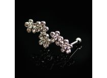 Micro Barbell in acciaio con fiori e strass |  ITC