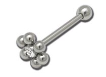 Barbell Acier Multiboule Strass Blanc | Itc