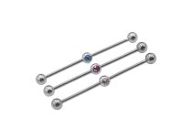 Barbell in acciaio industriale Palla centrale con strass colorati | Itc