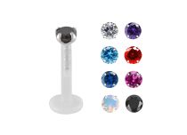Labret BioFlex 1,2 x 8 mm Punta di cristallo colorata |  ITC
