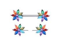 Capezzolo gioiello in titanio 1,6x16 fiore multicolore |  ITC